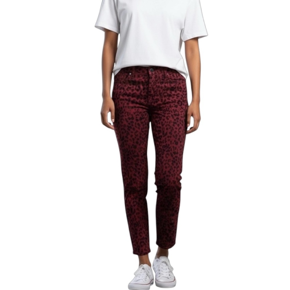 Social Standard by Sanctuary Red Cheetah Print, Slim Fit, Ankle Skinny, Size 8